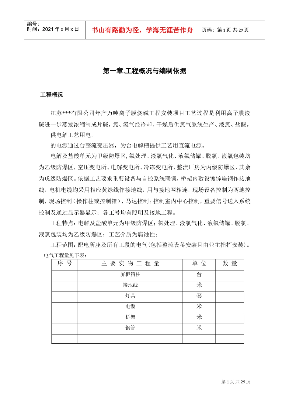 江苏某公司烧碱工程电气安装施工组织设计(DOC36页)_第2页