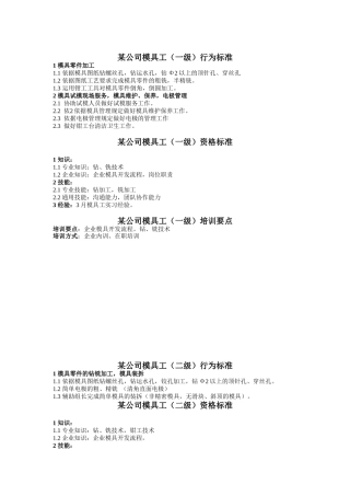 模具工任职资格