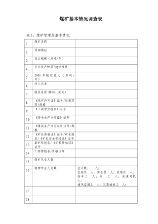煤矿基本情况调查表