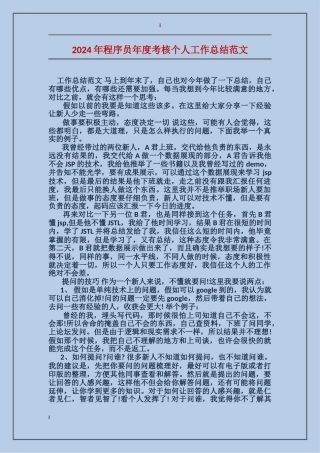 2017年程序员年度考核个人工作总结范文