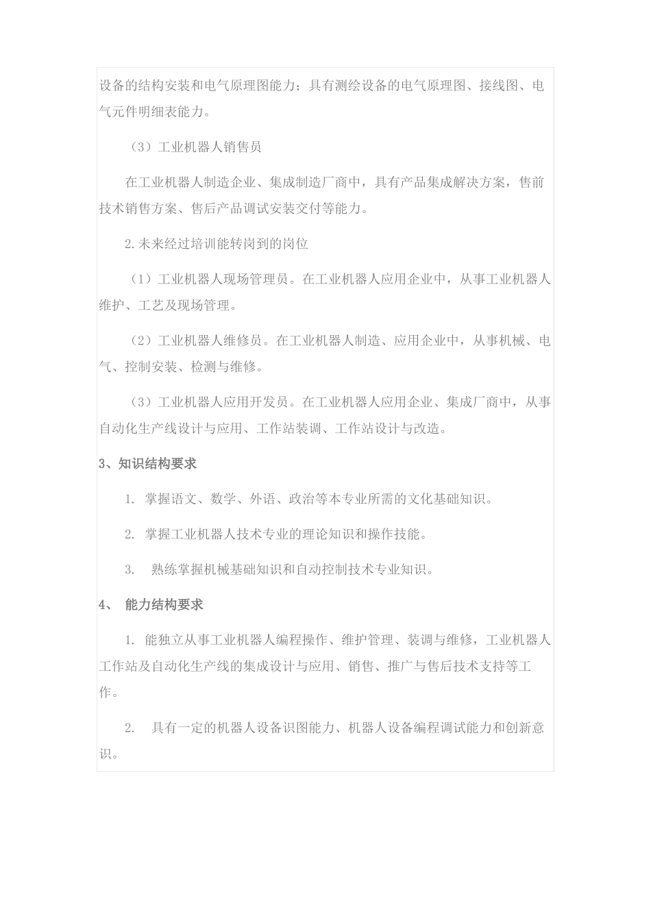 工业机器人技术专业人才培养方案_第3页
