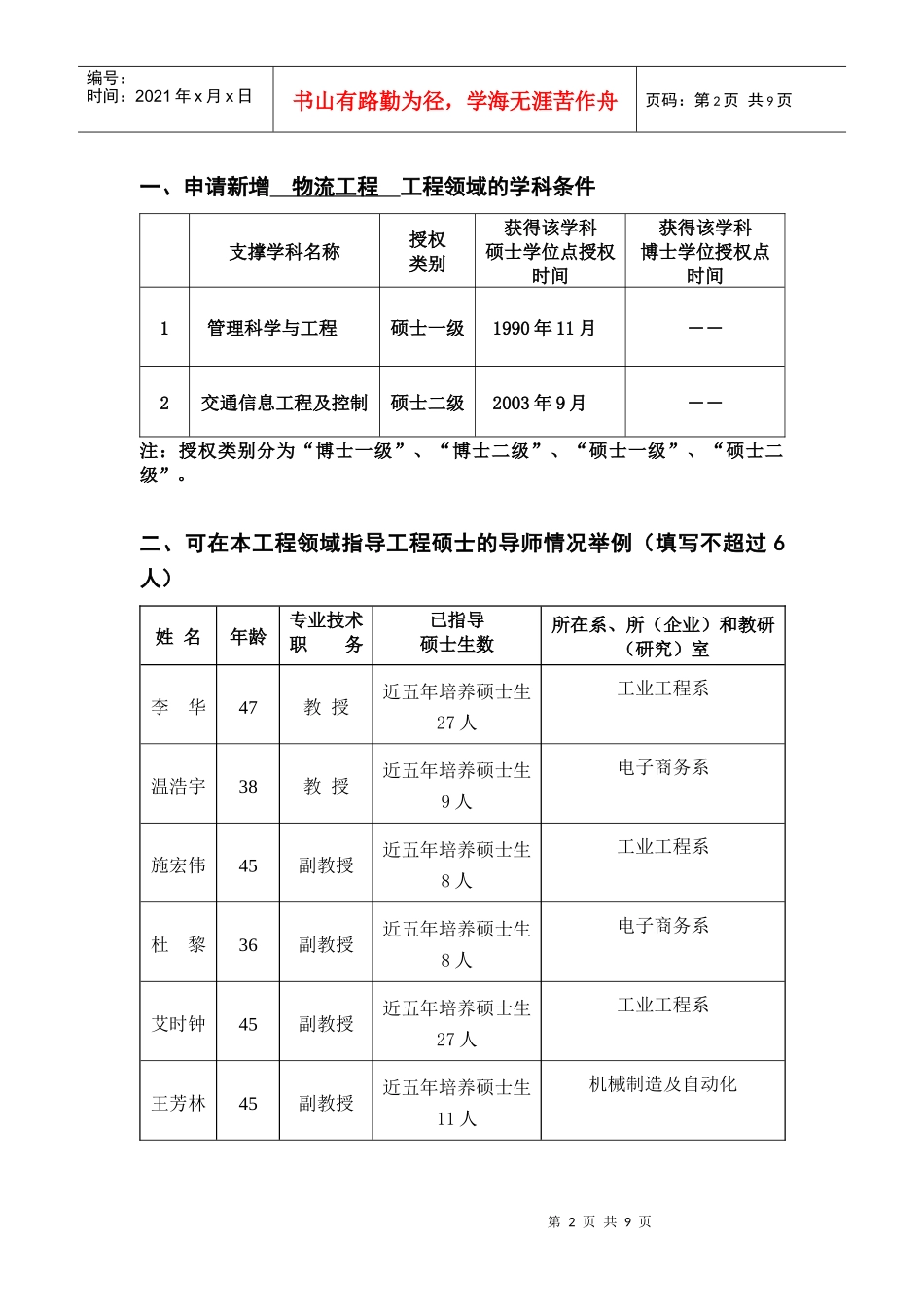 物流工程专业学位doc-西安电子科技大学_第2页