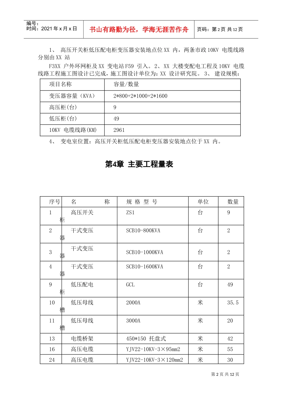 某大楼10KV变配电工程施工组织设计(DOC11页)_第2页
