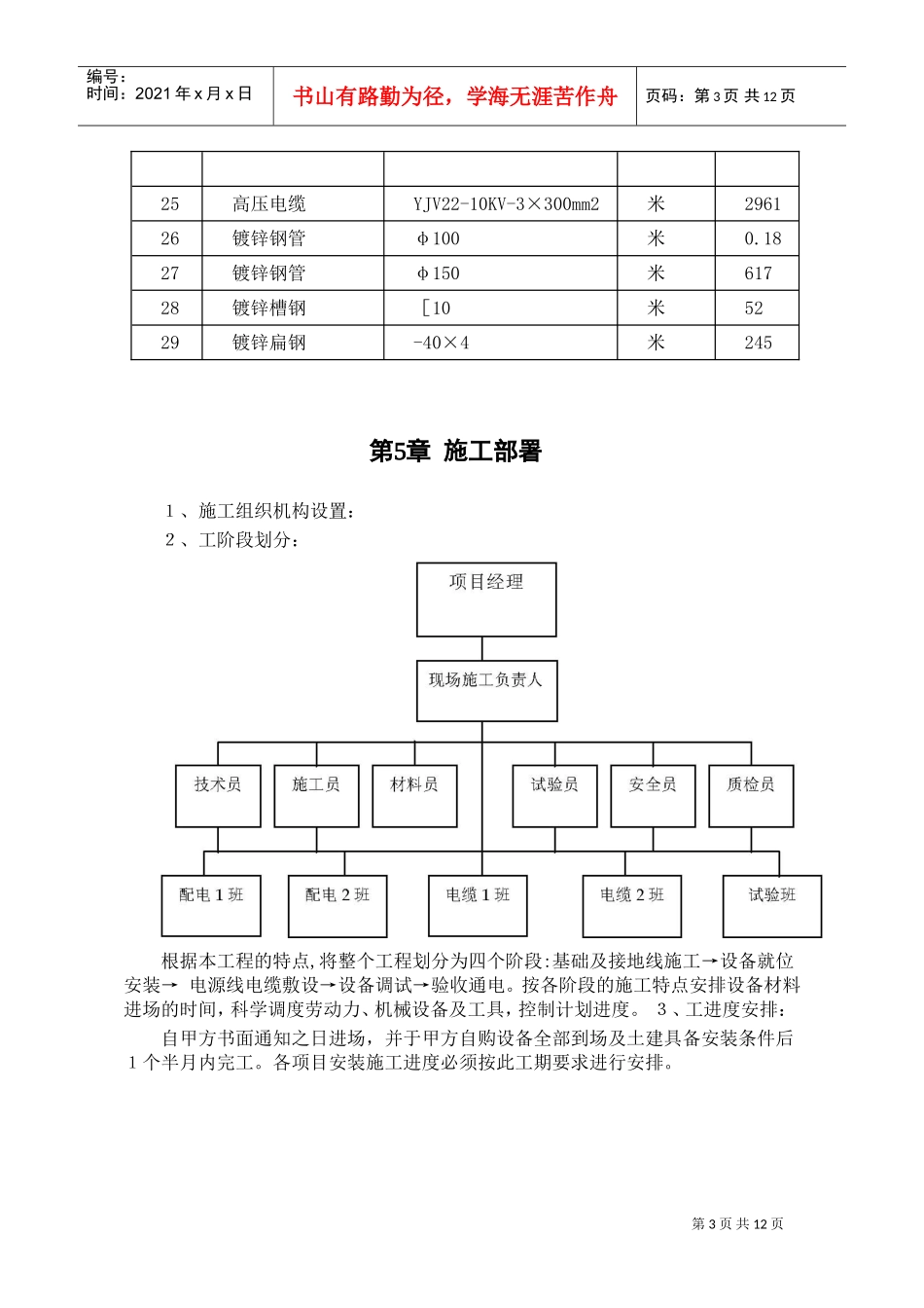 某大楼10KV变配电工程施工组织设计(DOC11页)_第3页