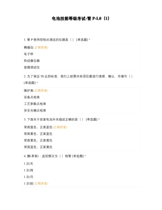 电池技能等级考试-管P-L0