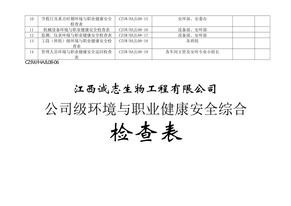 江西诚志生物工程有限公司环境与职业健康安全检查表汇总_第3页