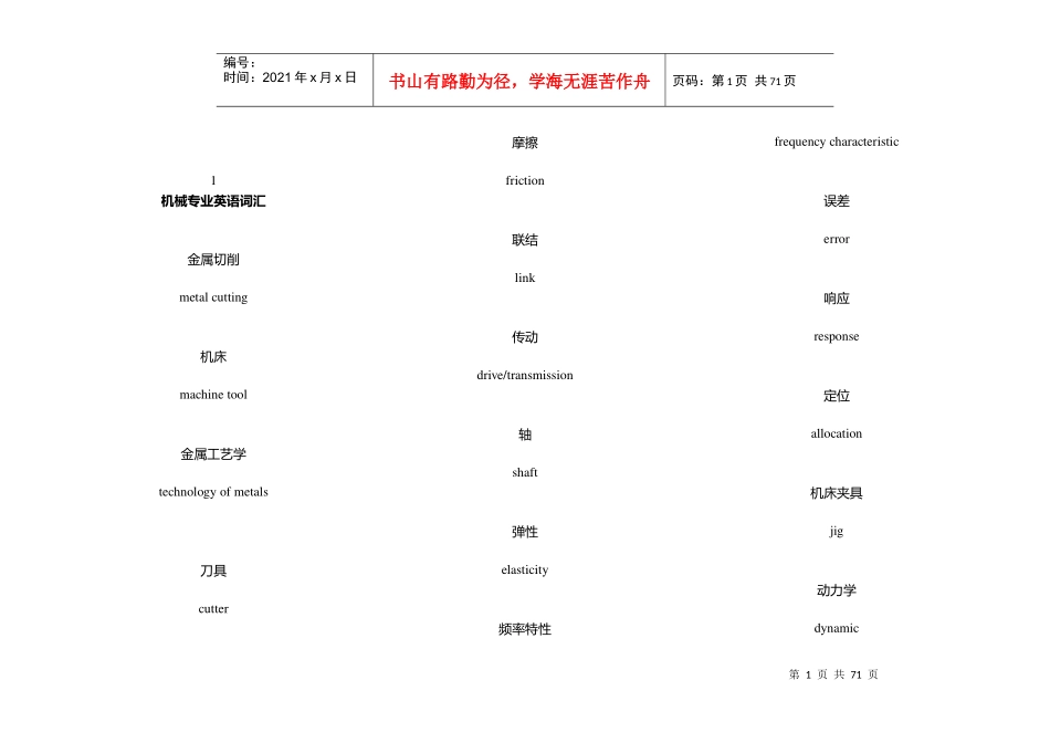最新最全实用机械专业英语词汇表_第1页
