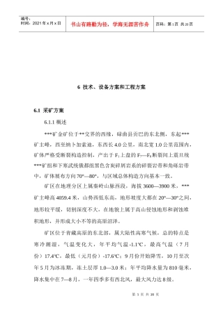 某金矿技术、设备方案与工程方案探析