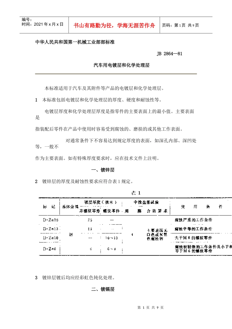 汽车用电镀层和化学处理层_第1页