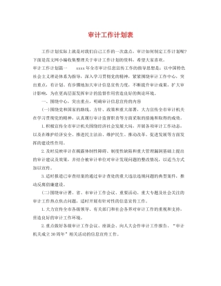 审计工作计划表 