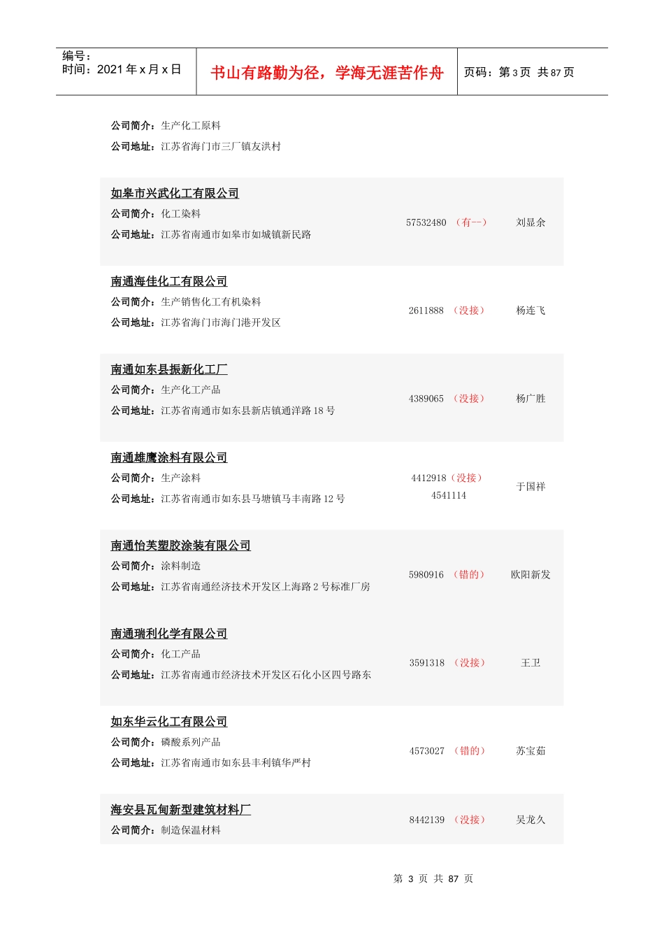 江苏化工企业最新客户名录_第3页