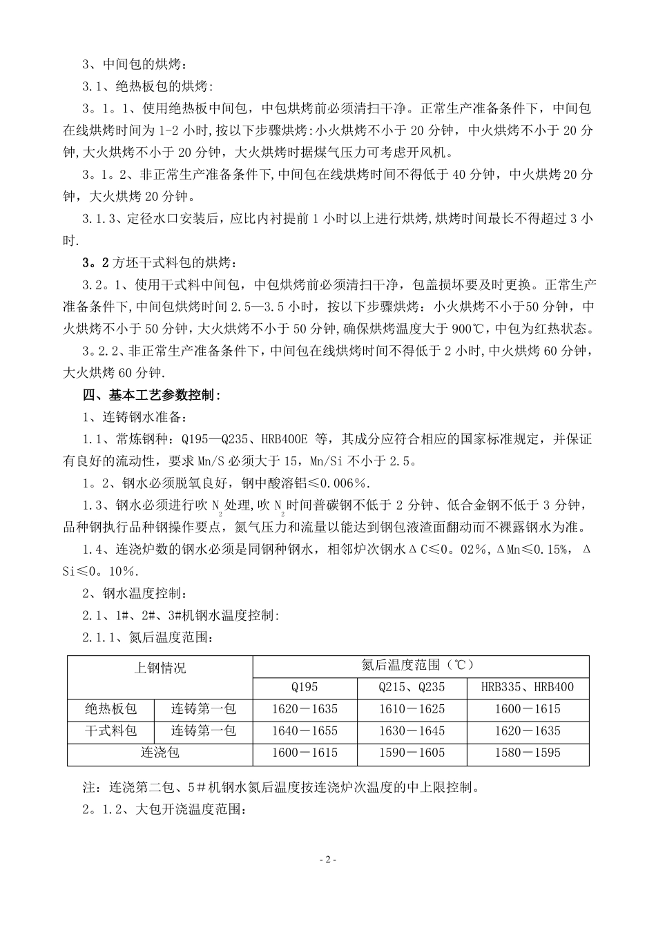方坯连铸机工艺技术操作规程_第2页