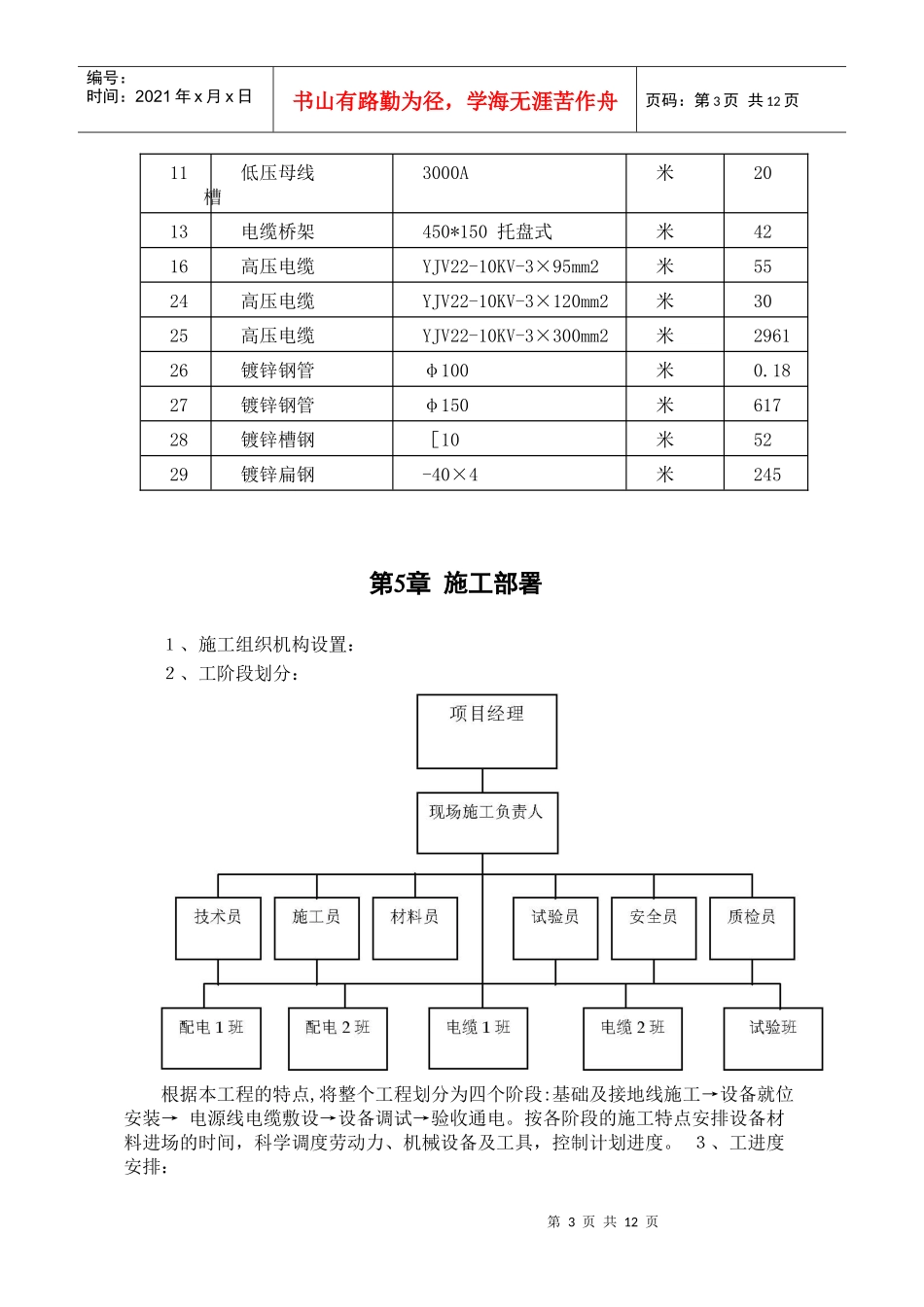 某大楼10KV变配电工程施工组织设计_第3页
