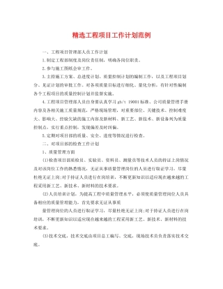精选工程项目工作计划范例 