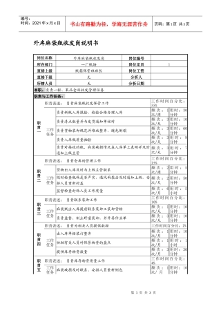 某啤酒企业外库麻袋瓶收发岗说明书