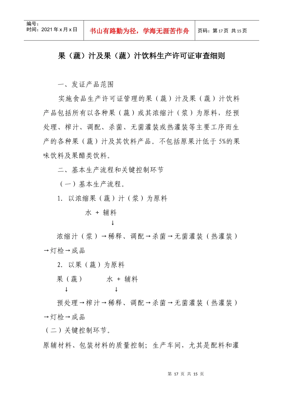 果（蔬）汁及果（蔬）汁饮料生产许可证审查细则doc-附件_第1页