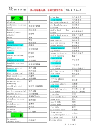 机械常用英语词汇