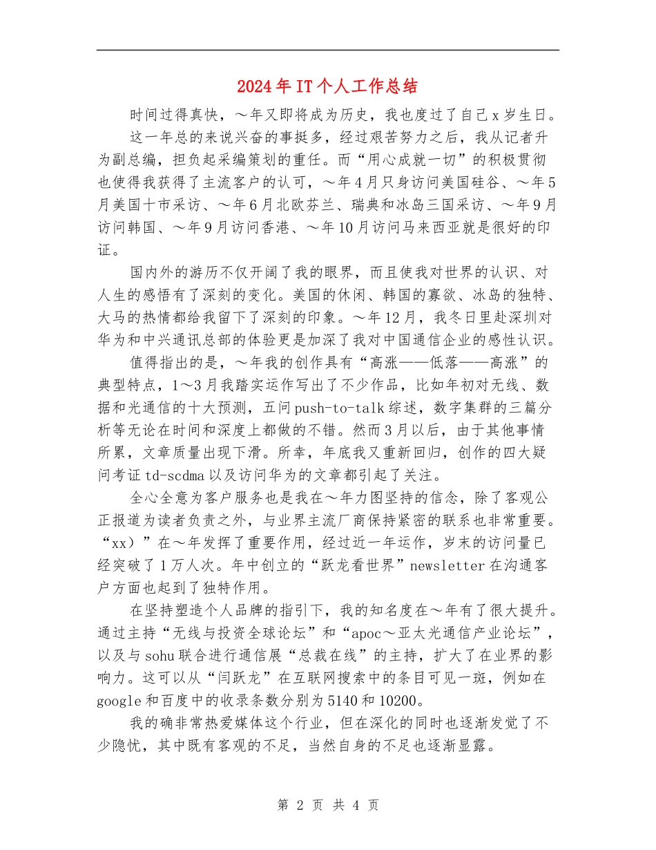 2024年IT个人工作总结_第2页