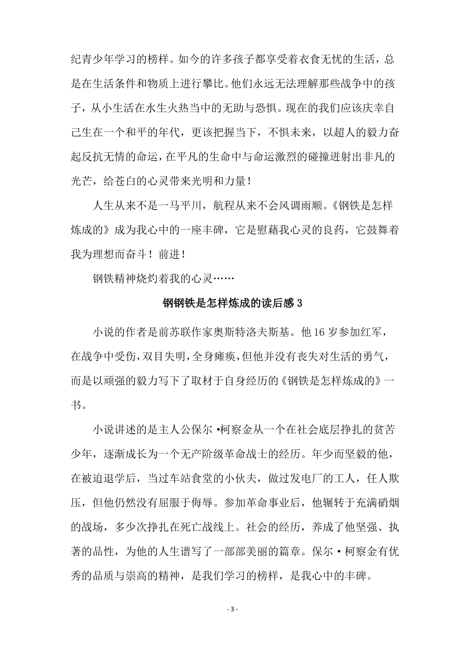 钢铁是怎样炼成的读后感精选5篇_第3页
