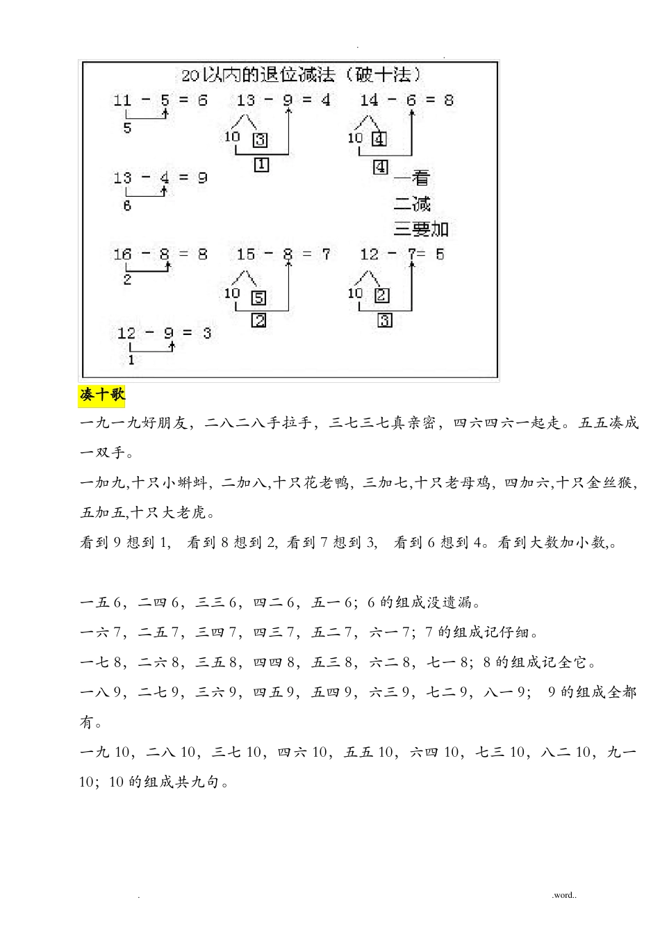 小学一年级凑十法-破十法-借十法-练习题_第3页