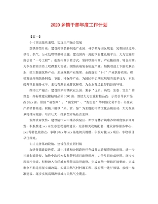 乡镇干部2020年度工作计划 