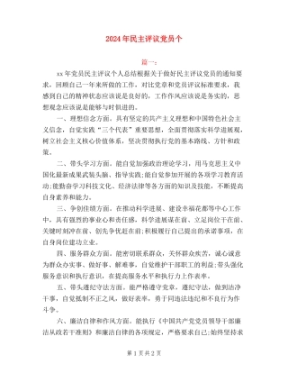 2024年民主评议党员个
