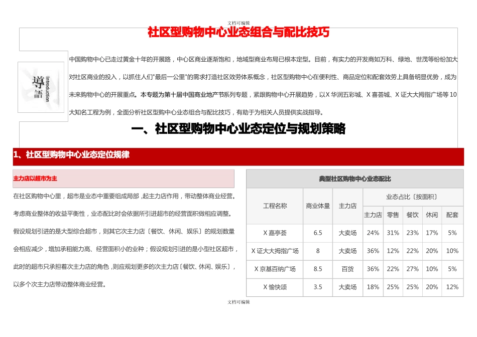社区型购物中心业态组合与配比技巧_第1页