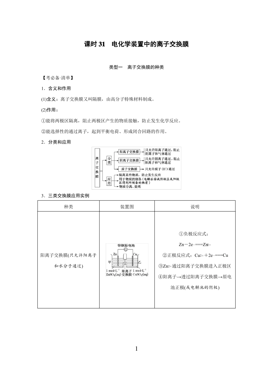 高中化学电化学装置中的离子交换膜_第1页