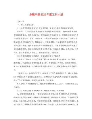 乡镇干部20202020年度工作计划 