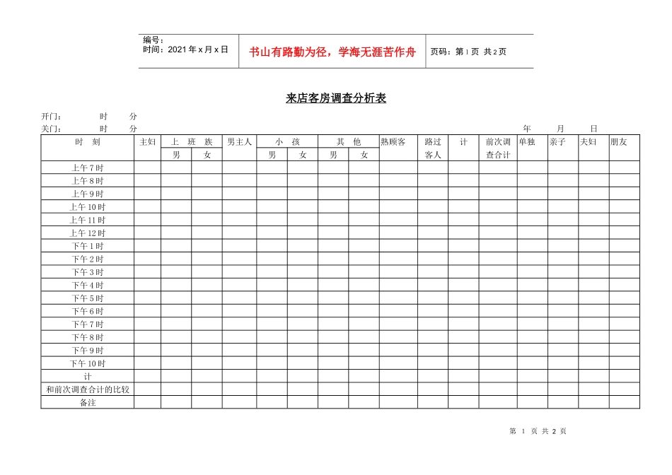 来店客房调查分析表-1_第1页