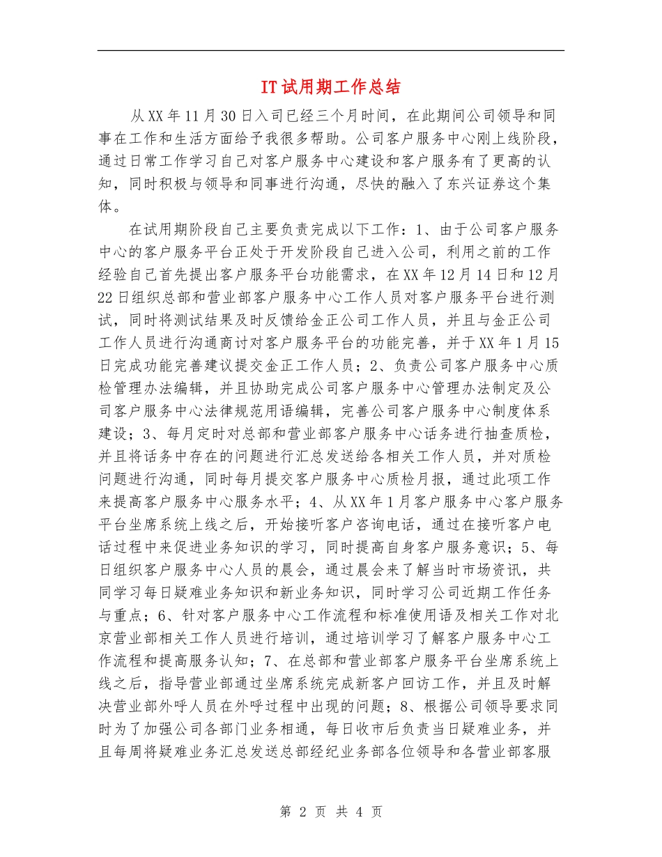IT试用期工作总结_第2页