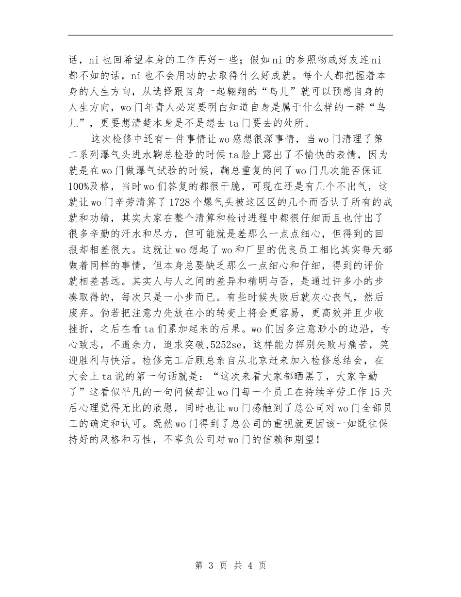 化工厂检修年度工作总结_第3页