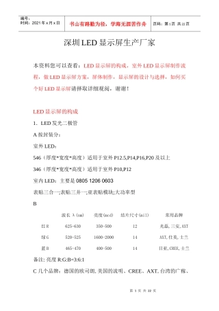 深圳LED显示屏生产流程