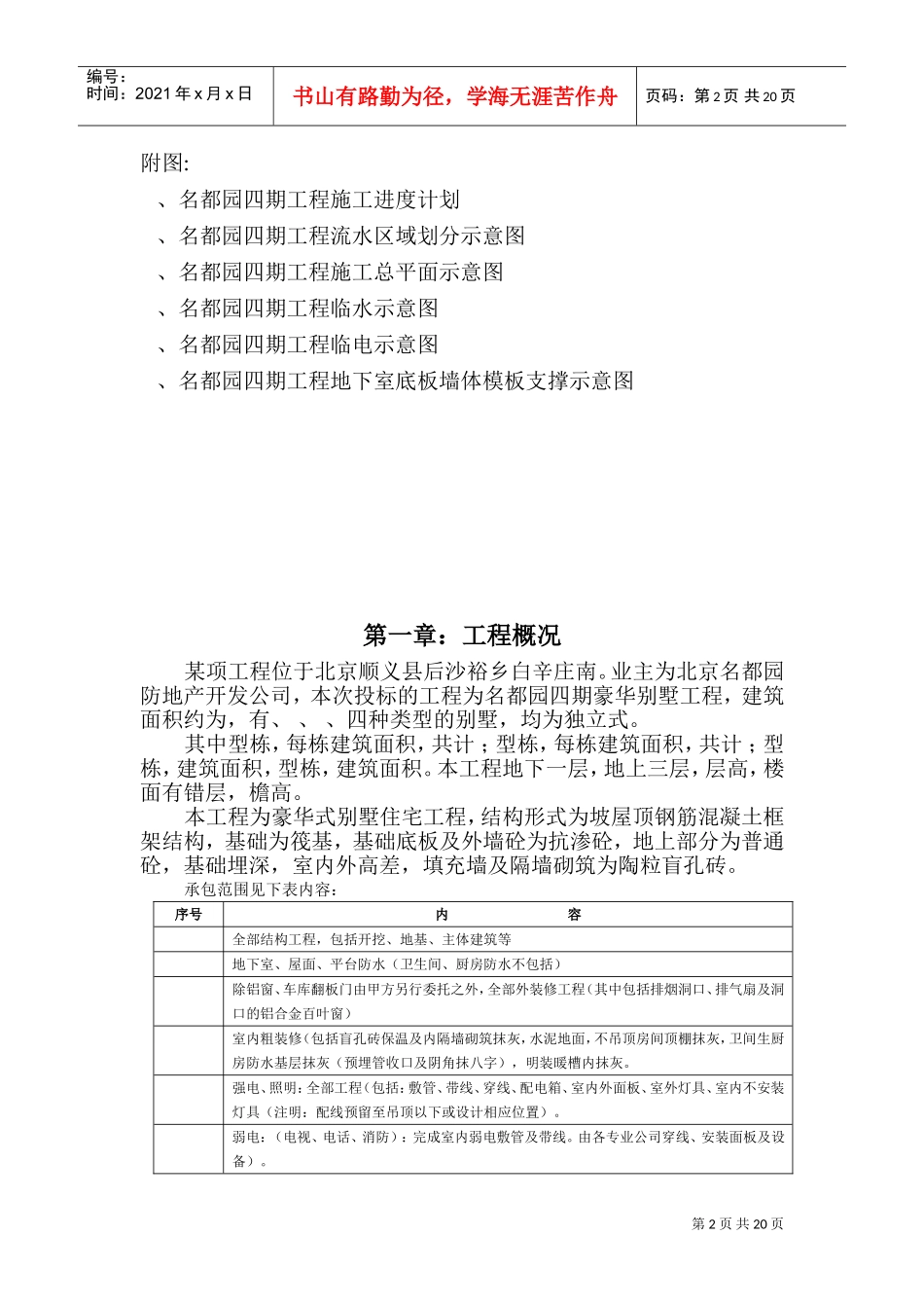 某名都园豪华别墅工程施工组织设计(DOC40页)_第2页