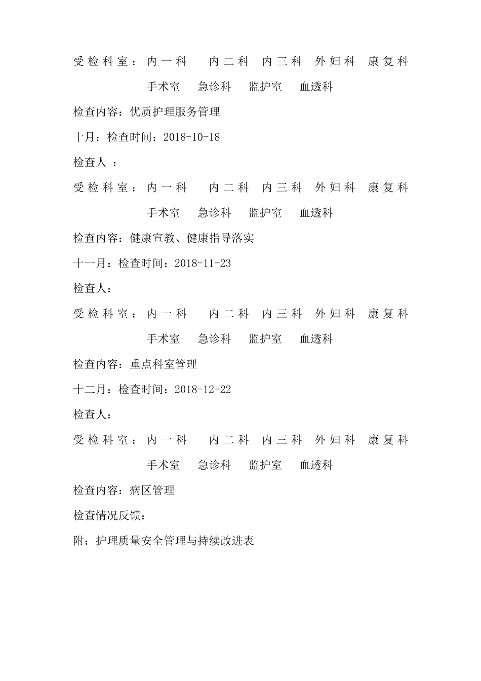 护理质量安全管理与持续改进检查记录表_第3页