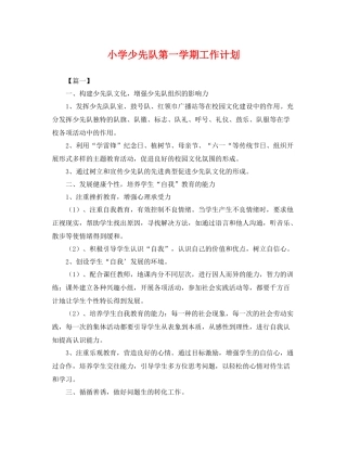 小学少先队第一学期工作计划 