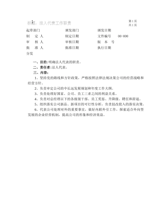 某大型医药集团职责汇总