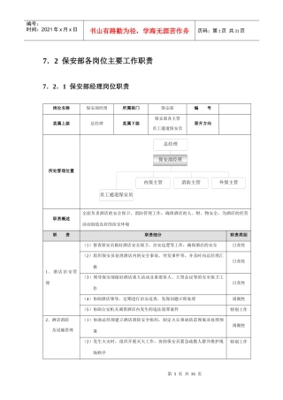 星级酒店培训保安部管理规范标准精细化大全