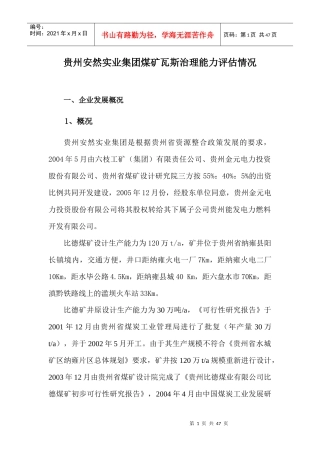 比德煤矿瓦斯治理能力评估