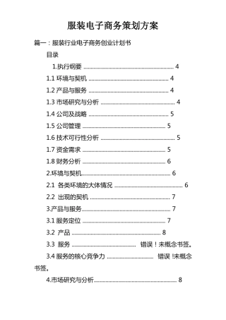 服装电子商务策划方案