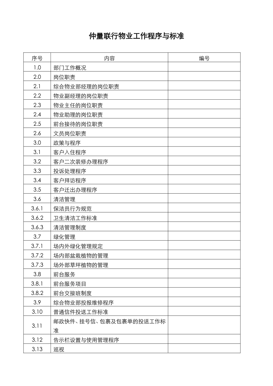 某某物业公司工作程序与标准_第1页
