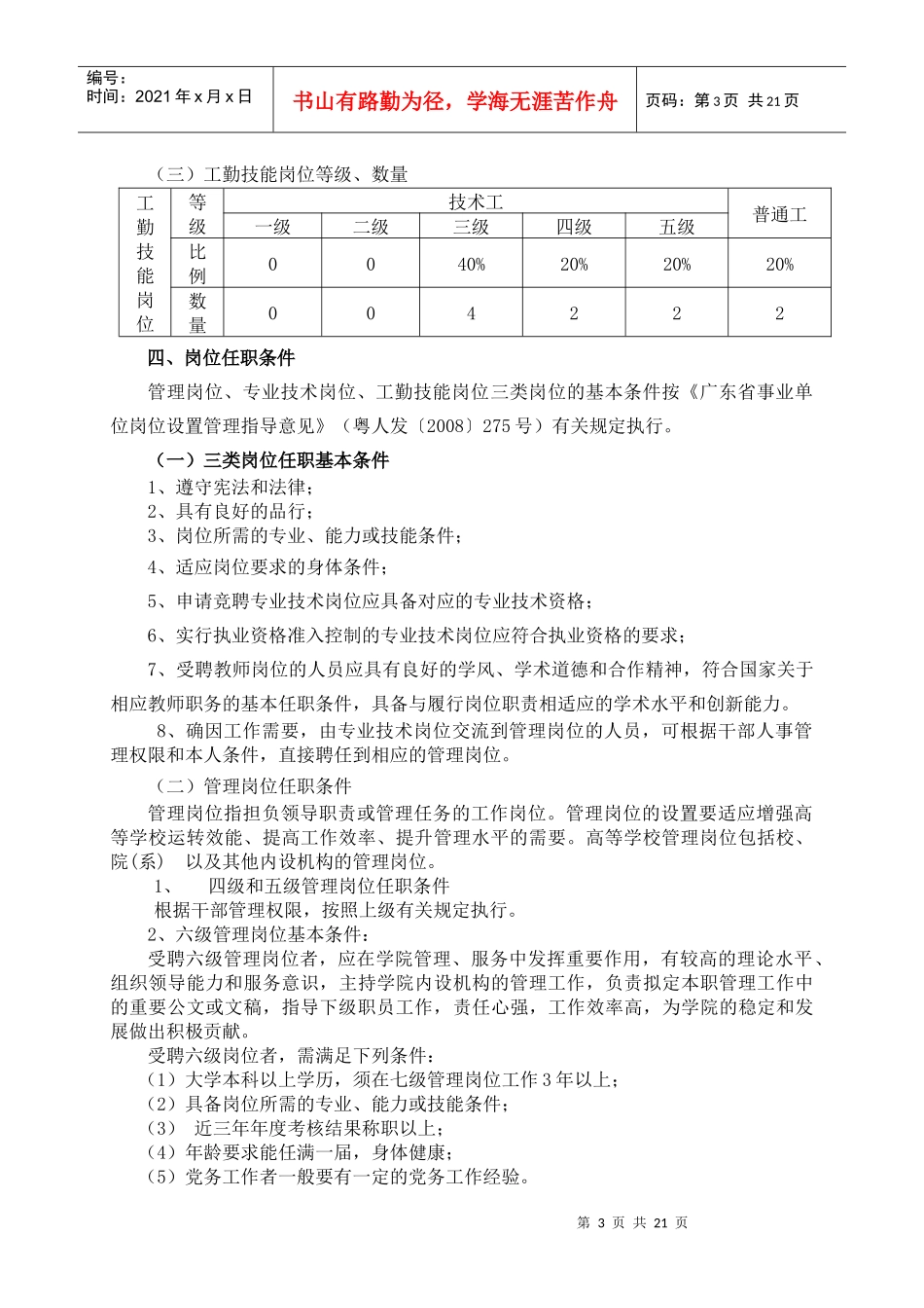 某纺织职业技术学院岗位设置实施方案_第3页