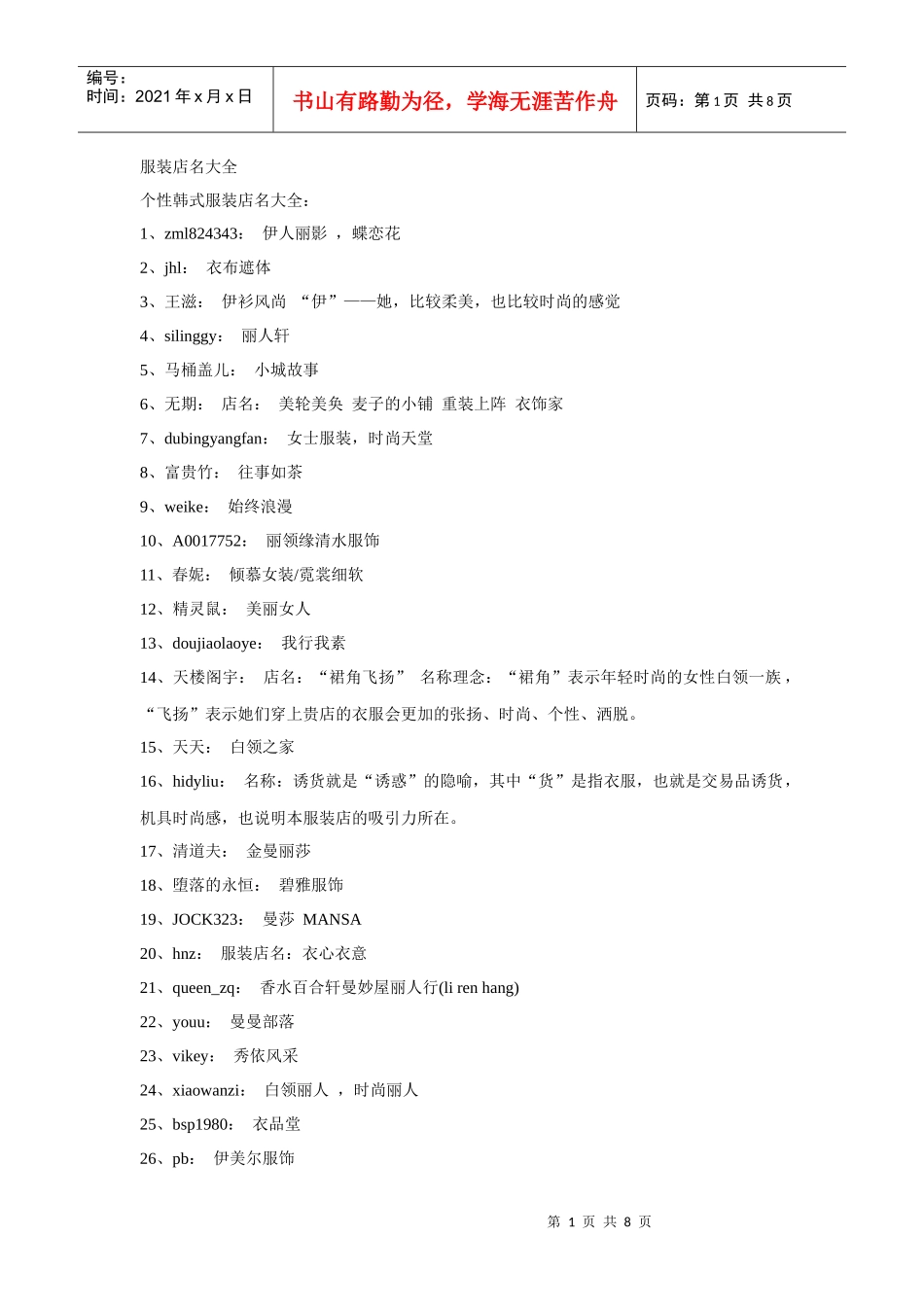 服装店名大全_第1页