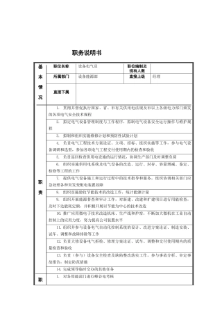 江动股份-电气员职位说明书