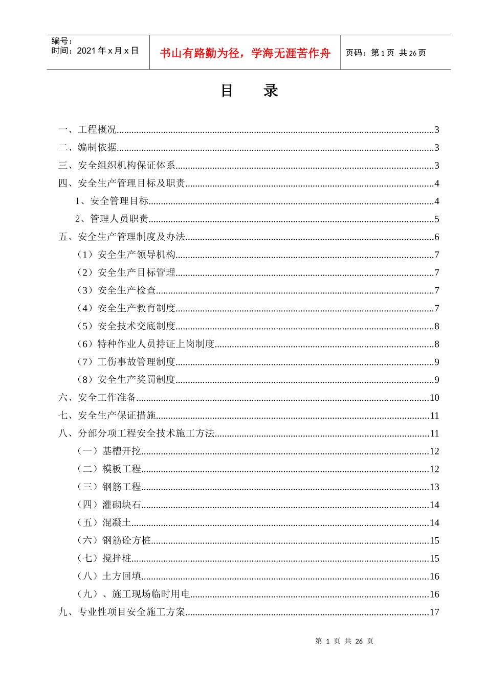 某某航道整治工程施工安全组织设计_第1页