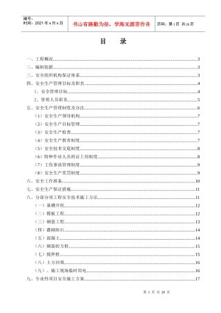 某某航道整治工程施工安全组织设计