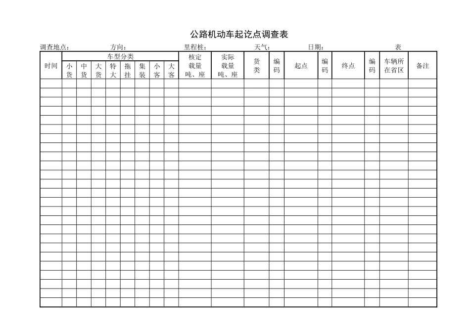 机动车交通量调查表(OD、断面和转向)_第1页