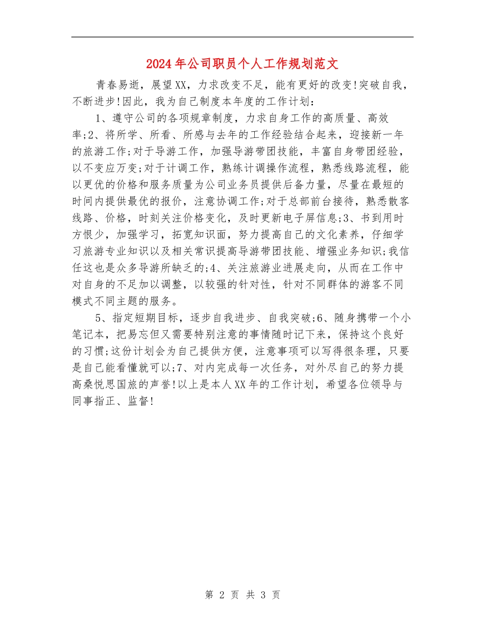 2024年公司职员个人工作规划范文_第2页
