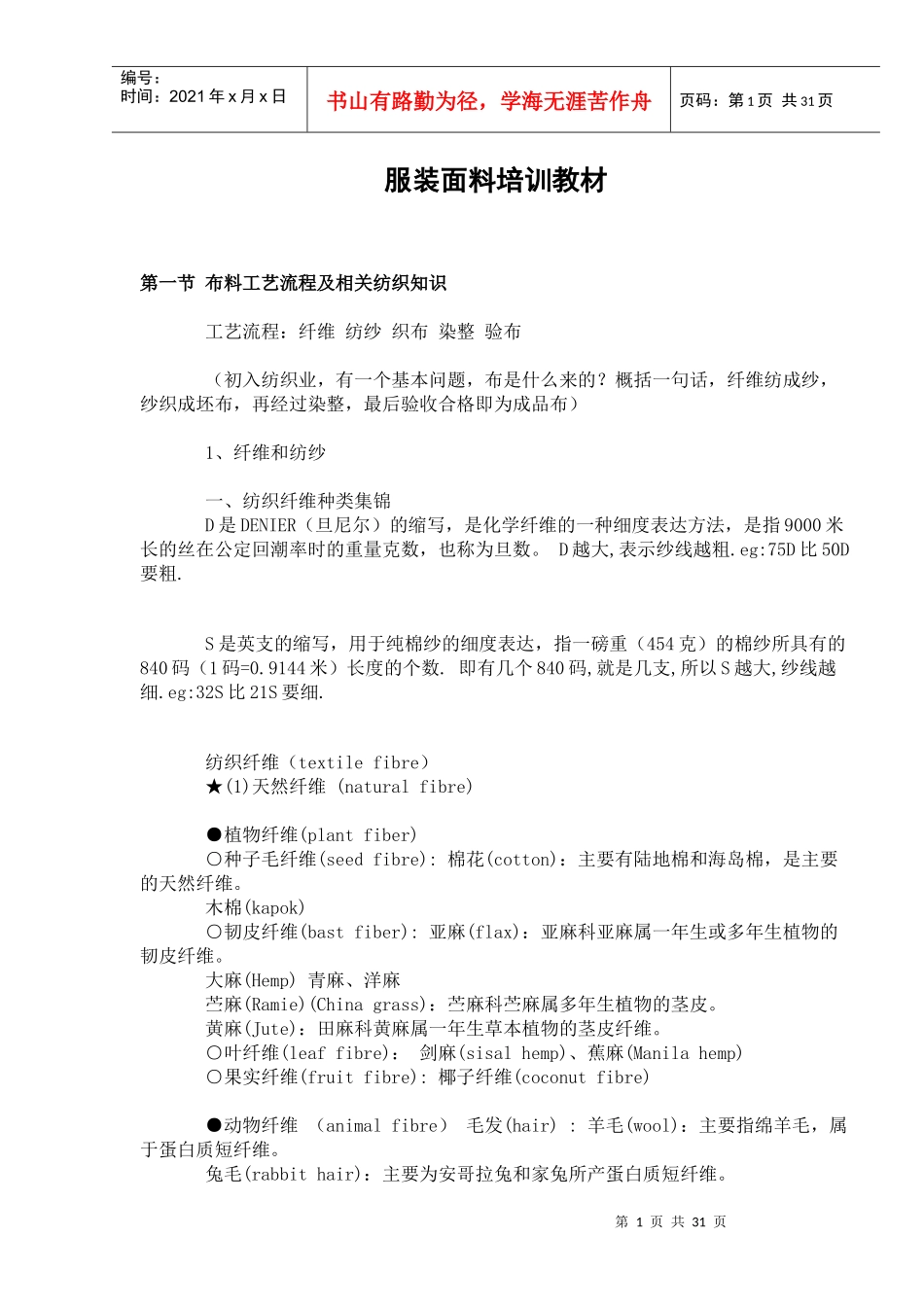服装面料培训教材_第1页