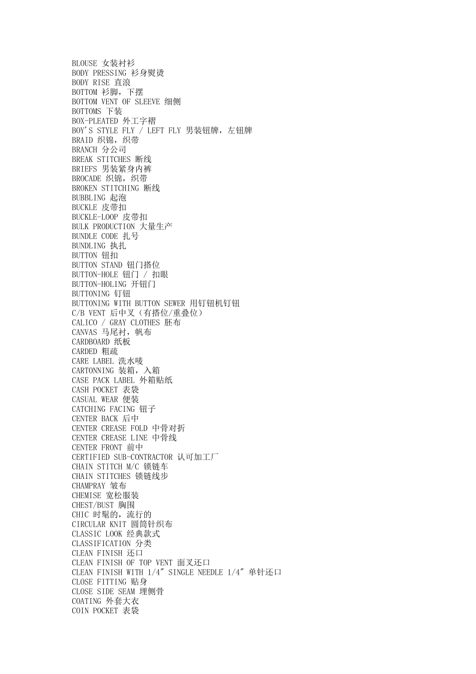 服装常用英语词汇（DOC 109页）_第2页
